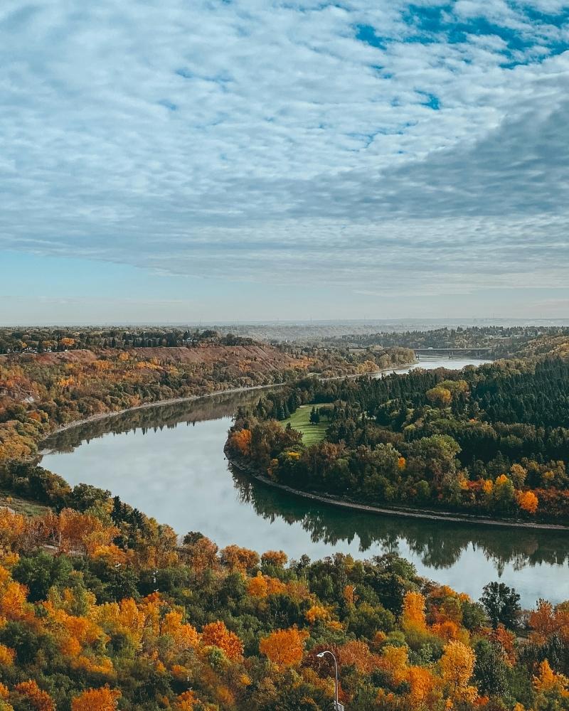 View overlooking the Edmonton's River Valley with the Saskatchewan River.