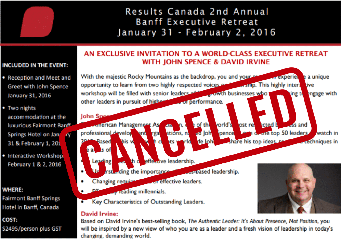 Cancelled BEx 2016